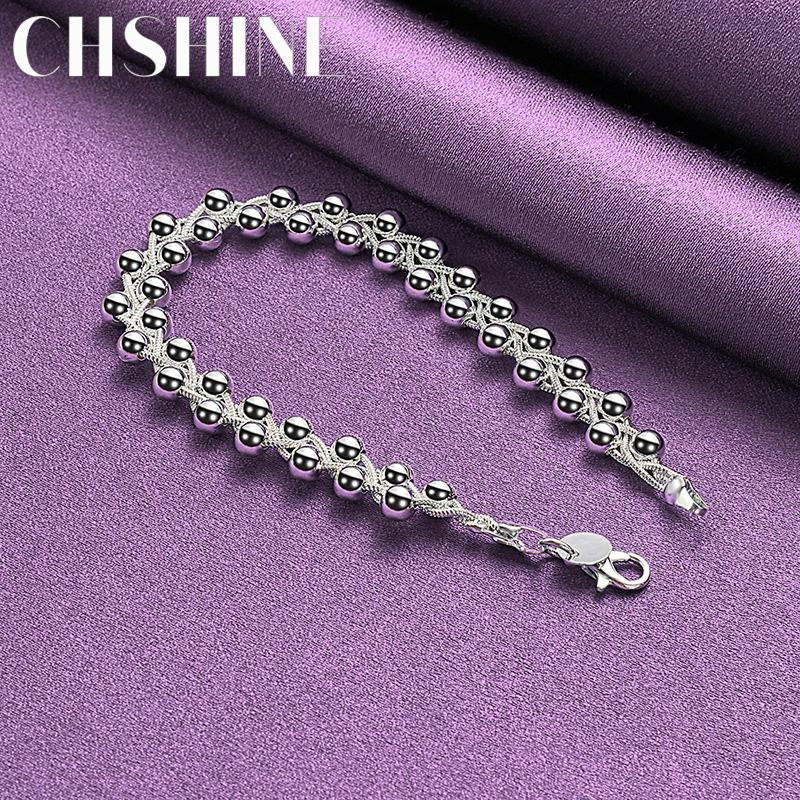 CHSHINE Fine 925 Sterling Silver Geometry Bracelet for Women Wedding Bead Chain Fashion Jewelry