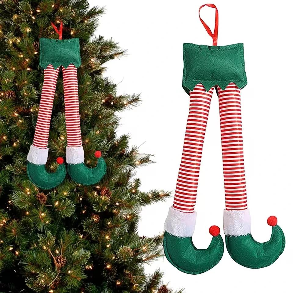 2025 New Year Christmas Elf Santa Legs Car Accessories Christmas Decor For Home Xmas Tree Pendants Ornaments  Happy Gifts