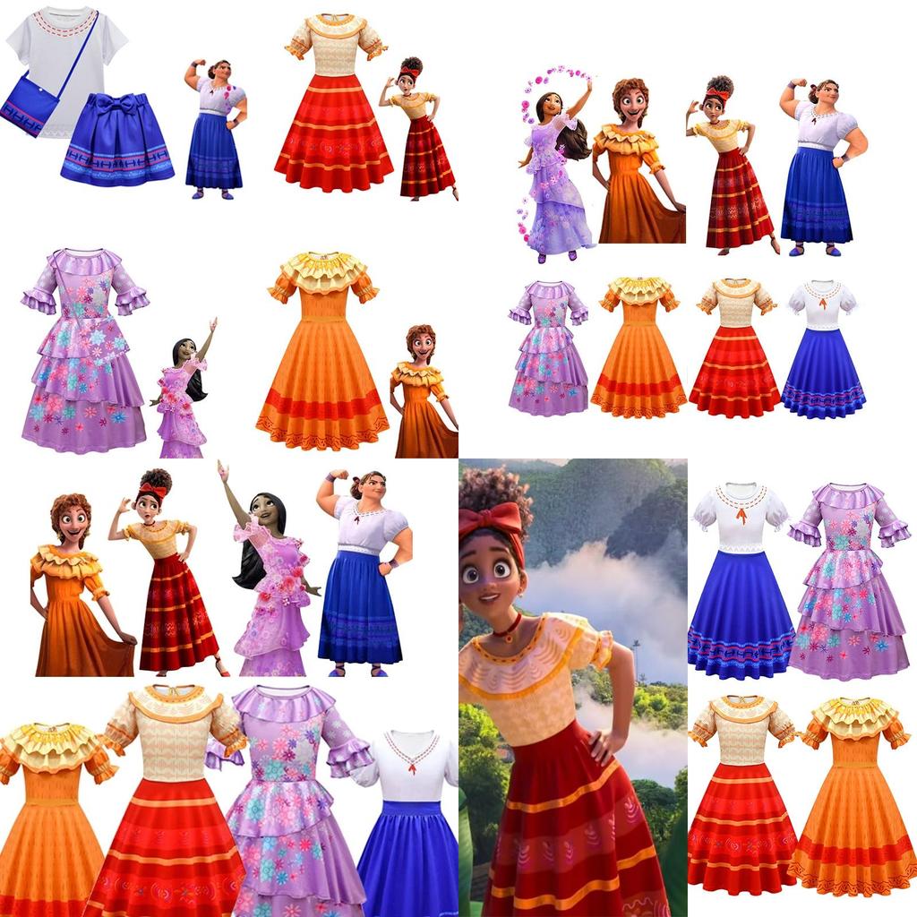 Encanto Mirabel Girls Princess Dress For Costume Parties And Cosplay Floral Detail