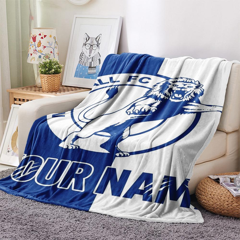 1PC Custom Name Millwall FC Patterned Flannel Blanket Suitable For All Seasons for Home Decor Warmth and Comfort Gifts Holiday Present