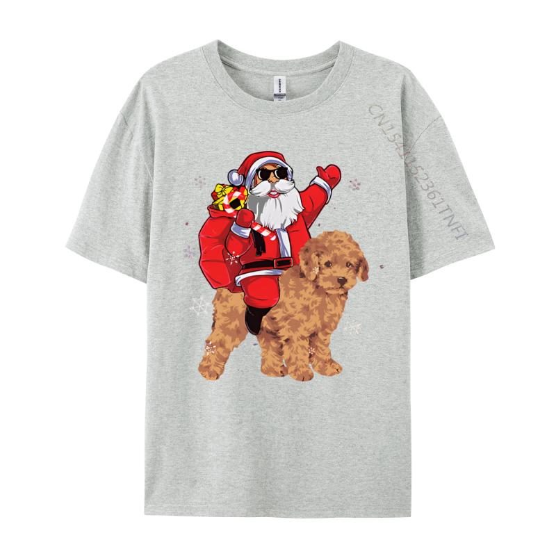 Santa Claus Ride Poodle Dog Christmas Tshirt Student TShirts Unisex Vintage Tee Shirts High Quality Xs Graphic T Shirts