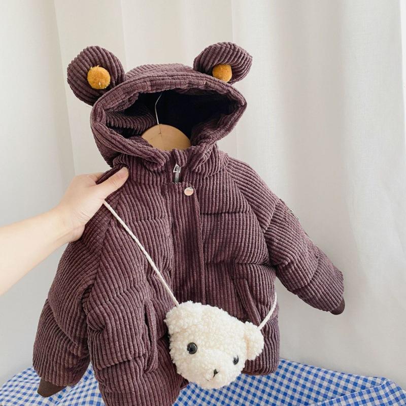 Flickors tecknade huvförsedda tjocka bomullskläder Flickors höst- och vinterbomullskläder Damers skatt tjock kappa Baby varma kläder