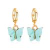 Colorful Acrylic Butterfly Pendant Women Hoop Earrings Trendy Alloy Circle Chic Girl Birthday Party Jewelry Brincos