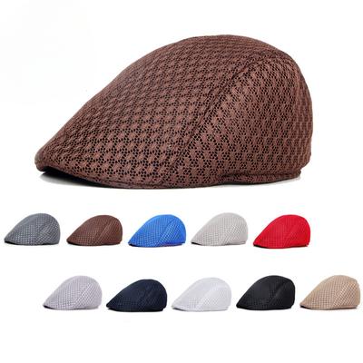 Hats Korean Men's Women's Berets Solid Color Hollow Mesh Duckbill Hat Forward Hat Breathable Summer Sun Hat