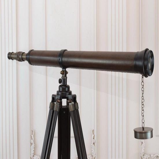 Úžasný stojanový mosazný teleskop Dřevo a mosaz Elegantní dekorace do domácnosti a kanceláře Dárek