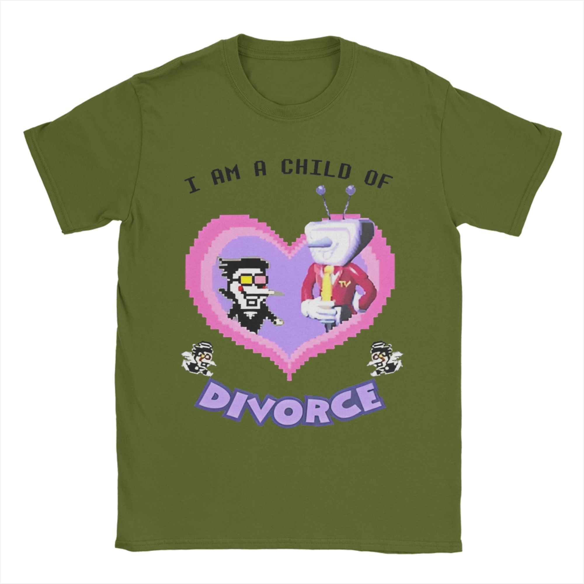 

Men Women Spamton and Tenna Child of Divorce Deltarune Game T Shirt Pure Cotton Graphic Printing Tee Shirts Clothing Outfits 4XL
