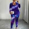 Plus Size Starry Night Sky Print 3 Piece Outfit, Long Sleeve Open Front Cardigan Cami Top Leggings Set for Women