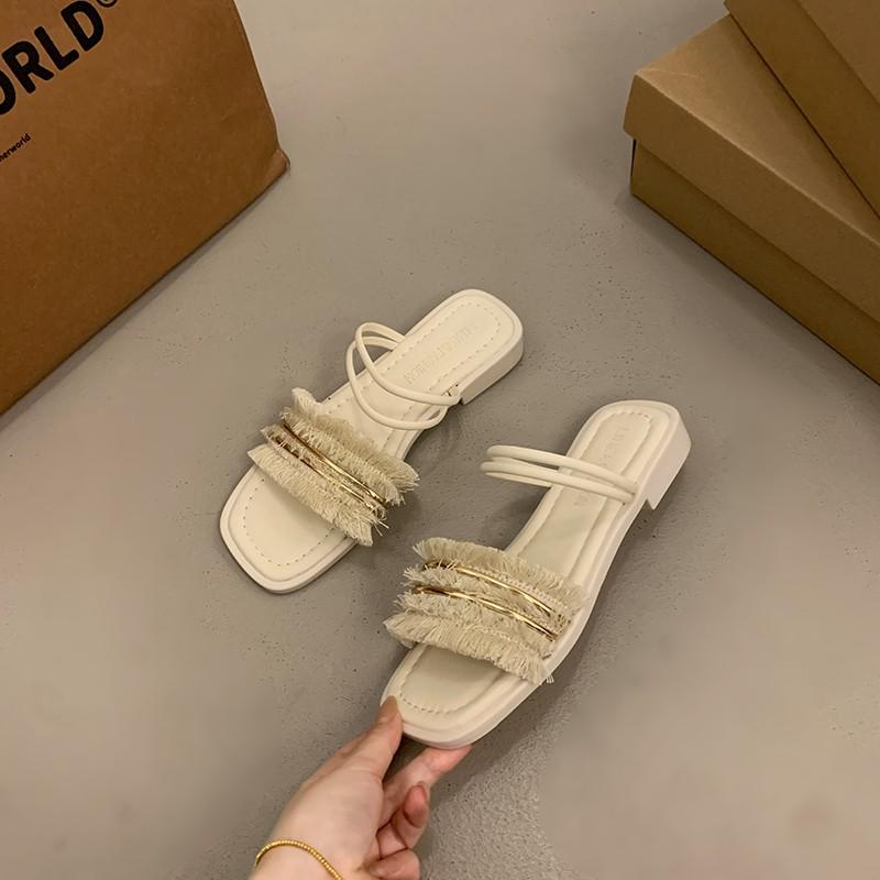 Fashion 2025 New Summer  Band Women Slippers Fashion Thin Heels Party Pumps Mules Slide Shoes
