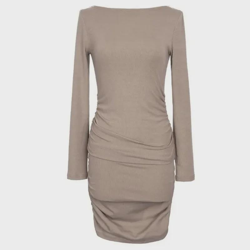 2024 Autumn/Winter Pleated Slim Fit Long-Sleeve Dress - Sexy & Elegant