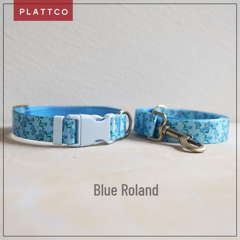 Набор поводков Plattco Blue с мелкими цветами и бронзовой пряжкой, легкая модель PDC372 Extra Small