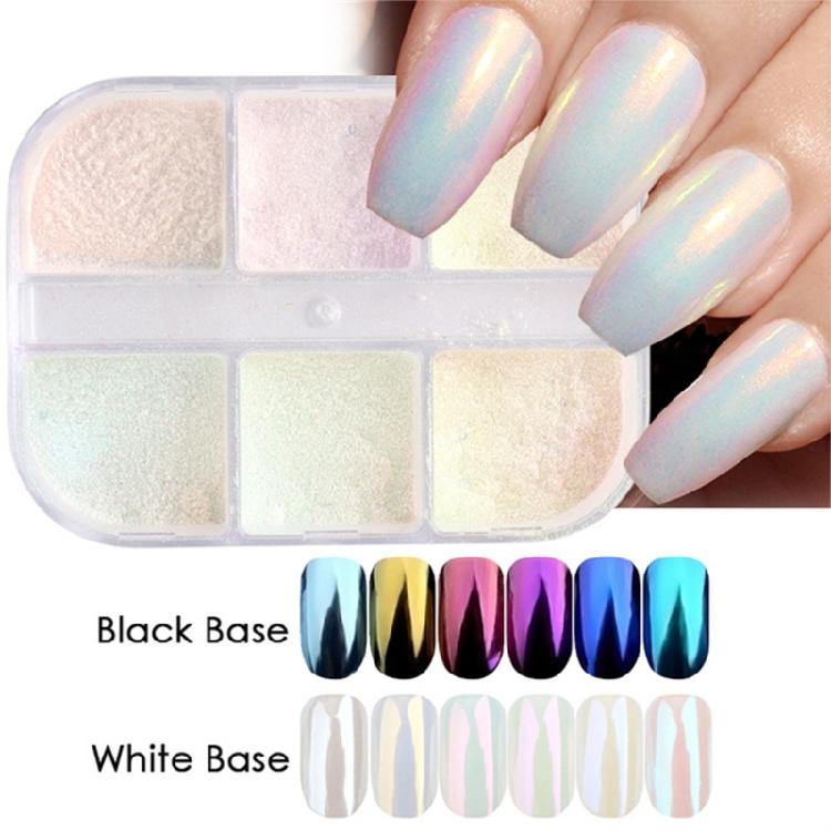 6 Grids Chrome Nail Glitter Powder Mirror Powder Glimmers Dust Shimmers Glitter