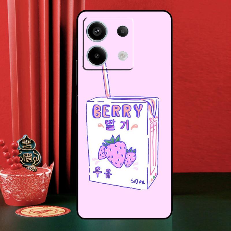 Kawaii Japanese Strawberry Milk For Xiaomi Redmi Note 14 Pro 13 12 11 9 10 9S 10S 11S 12S Redmi 13C 10C 12C 14C Phone Case