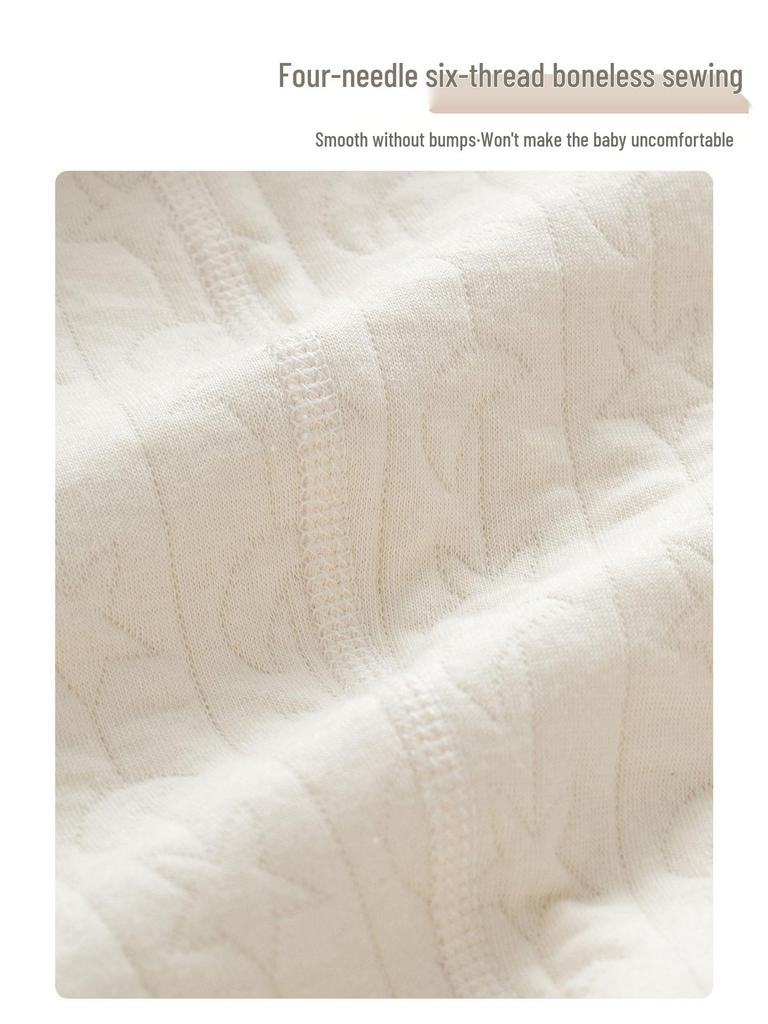 Infant Quilted Cotton Romper: Autumn-Winter, Warm Three-Layer Design, Size 90, Stylish & Cozy