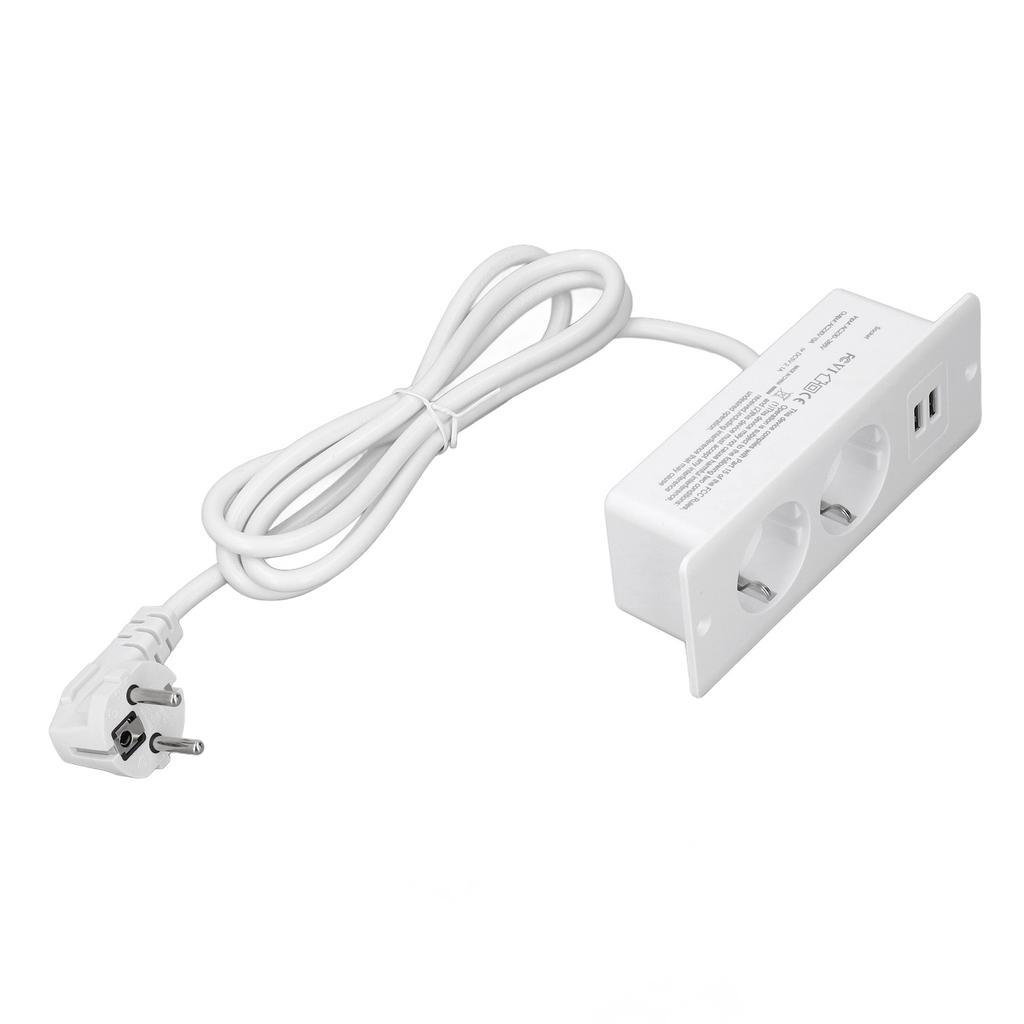Embedded Power Outlet 2 USB 2  10A Ports Recessed Desk Socket In Desk Power Hub with 1.5m Cable