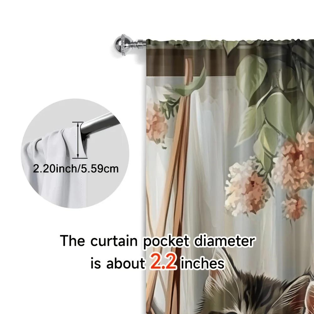 Interesting cat and floral patterns Print Drapes Room Darkening Window Curtains Home Decor,Rod Pocket Blackout Curtains Bedroom