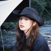 Large Brim Fisherman Cap Breathable Western Cowboy Hat Casual Vintage Sun Protection Travel Basin Hat Strap Camping Bucket Hat