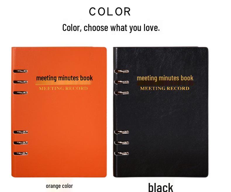 A5 Loose-Leaf Business Meeting Notebook with Thick Leather Cover and Pen Holder