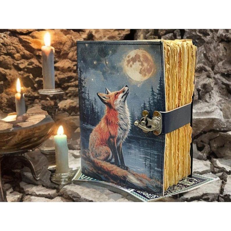 

Wolf Leather Grimoire • Handmade Book of Shadows • Blank Spellbook 7 x 5 inch