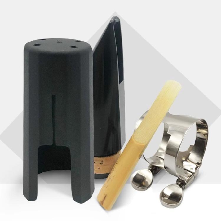 Portable Clarinet Saxophone Mouthpiece Set Black Clarinet Mouthpiece with Caps Ligature Reed for Beginner Student