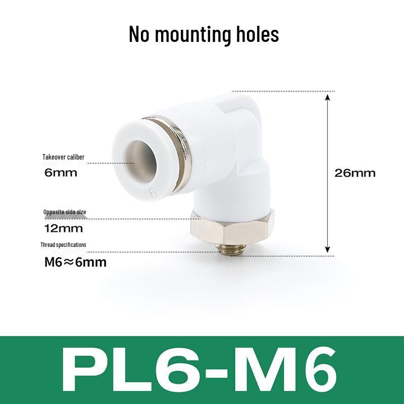 Premium White Male Thread Elbow PL8-02 Pneumatic Connector, 4-M5/6-01/10-03/12-04 Air Tube