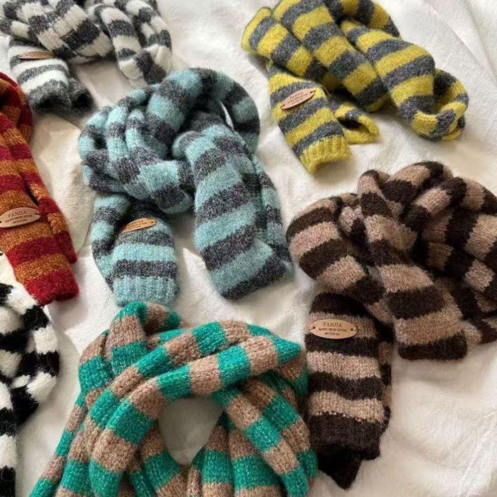 Black Grey Stripe Women Long Scarves Cotton Y2K Girl Scarf Fashion Thin Scarf  Fashion Streetwear