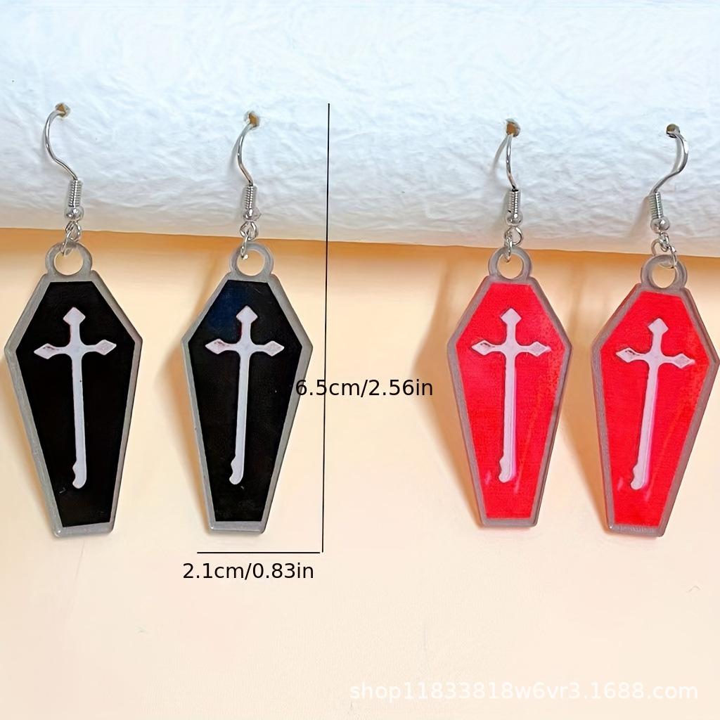 Серьги-кресты Серьги-подвески в виде гроба в готическом стиле на Хэллоуин для мужчин и женщин