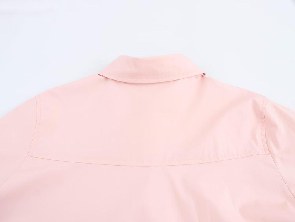 2025 Spring Women's European & American Style Casual Loose Long-Sleeve Cotton Shirt with Turn-Down Collar