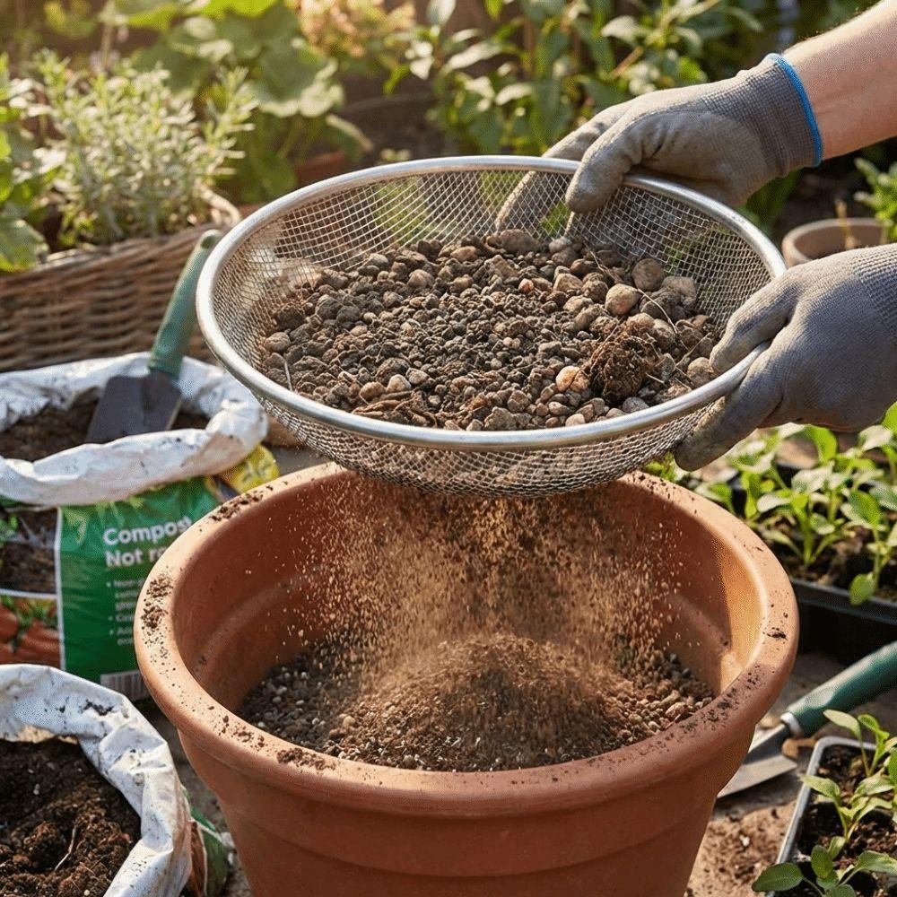 Round Metal Soil Sieve Mesh Basket Gardening Sand Sieve Planting Pot Cultivation