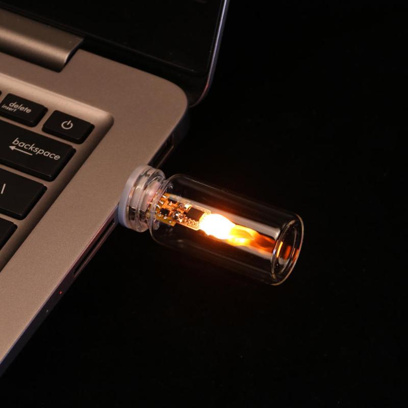 1 Set Simulated Flame Usb Flame Flickering Led Frosted Clear Glass Candle Night Light With Remote Control For Car Home Decor