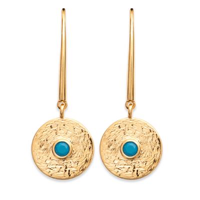 [Q8077] - Altın Turkuaz Altın Kaplama 'Kleopatra' Küpeler - 12 mm