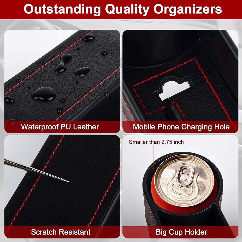 MORDEN MS 2 Pack Car Seat Gap Filler Organizer, Automotive Front Seat Storage With Cup Holder, Auto Console Side Extra Storage Boxes - Passenger &