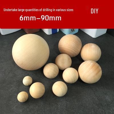 Handmade Solid Wood Round Ball Beads - DIY Craft Accessories, Large Paintable Natural Wood Finish