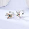 925 Silver Hoop Earrings Bow Bee Cherry Butterfly Feather CZ Zircon Earrings For Women DIY Making Jewelry Gift