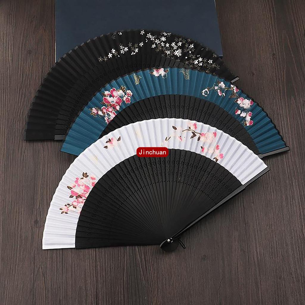 Jinchuan Folding Premium Business with Folding Case and Cherry Blossom and Rabbit Original Japanese Design and Cherry Blossom Women's Fan, Style,