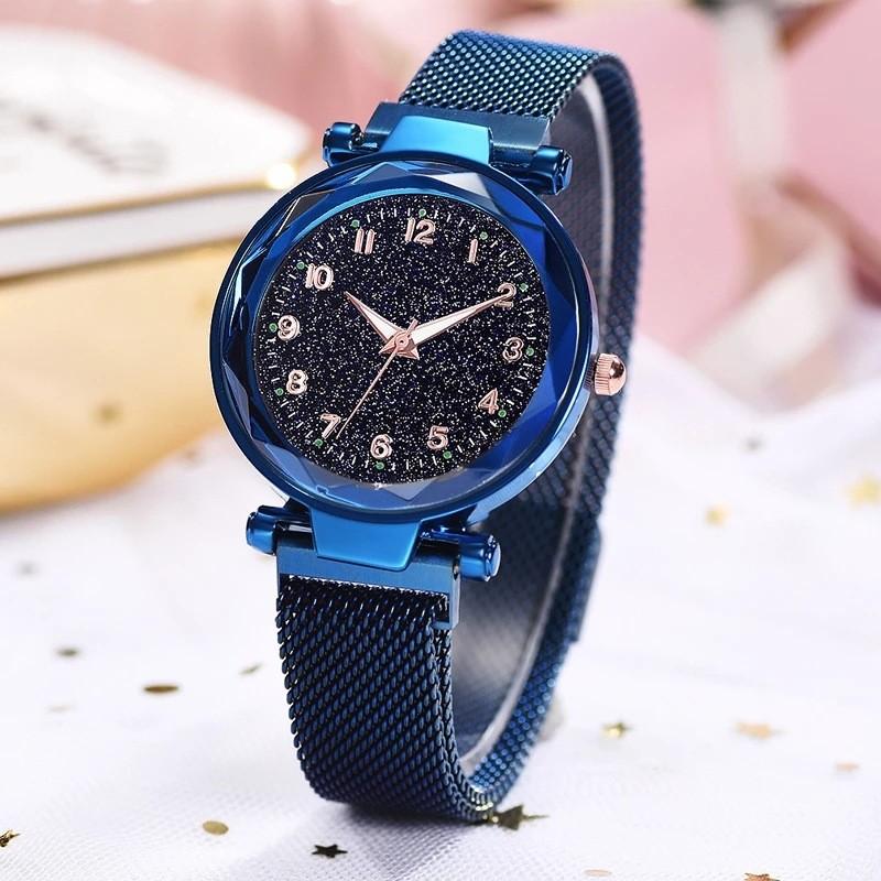 Montre à Quartz Lumineuse Numérique Ciel Étoilé à Bracelet Magnétique Pour Étudiants