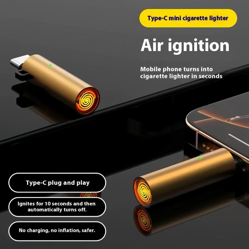 1 Pcs Type-C Portable Low Consumption Mini Electronic Lighter Windproof And Energy Saving Outdoor Phone Lighter