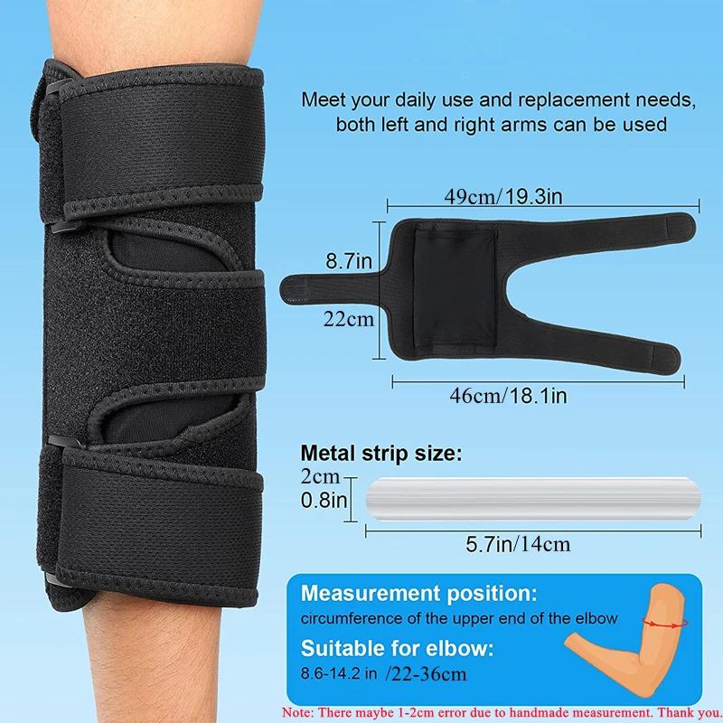 Adjustable Elbow Support with Removable Metal Splints Arm Stabilizer for Cubital Tunnel Tennis Sports Protection
