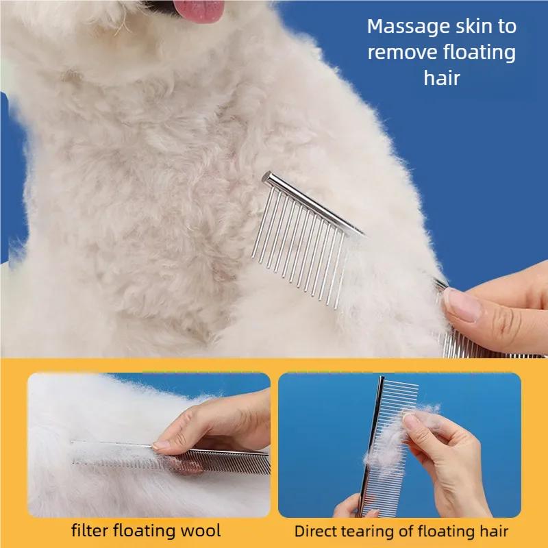 Hot Stainless Steel Pet Comb Long Teeth Comb for Dogs & Cats Pet Hair Comb for Home Grooming Kit Removes Knots Mats & Tangles