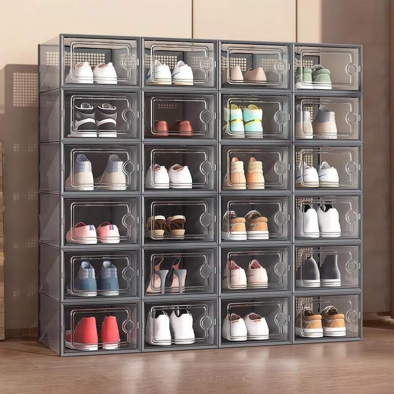 Shoe Box Organizer, Clear Stackable Plastic Storage for Sneakers, Dust-Proof Design To Keep Shoes Visible & Protected