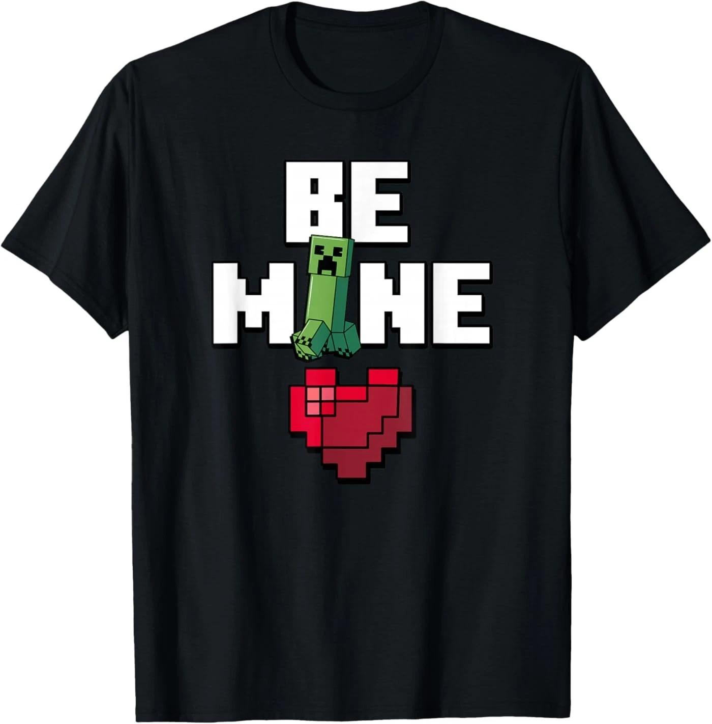 Minecraft Valentine s Day Creeper Be Mine Heart T-Shirt 4XL