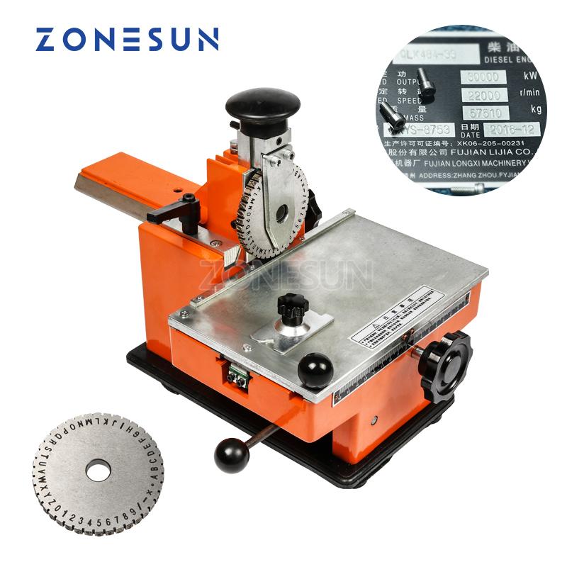 ZONESUN ZX-360 Manuelle Metallprägemaschine Stahl Aluminium Namensschild Etikett Anhänger Stanzmaschine Gravurwerkzeug 2mm-6mm Rad