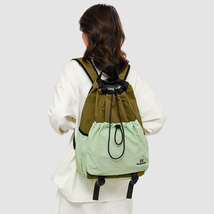 Schoolbag Outdoor Camping School Bag Casual Backpack Light Sports Fitness Men and Women Backpack Drawstring Design Travel Double Back