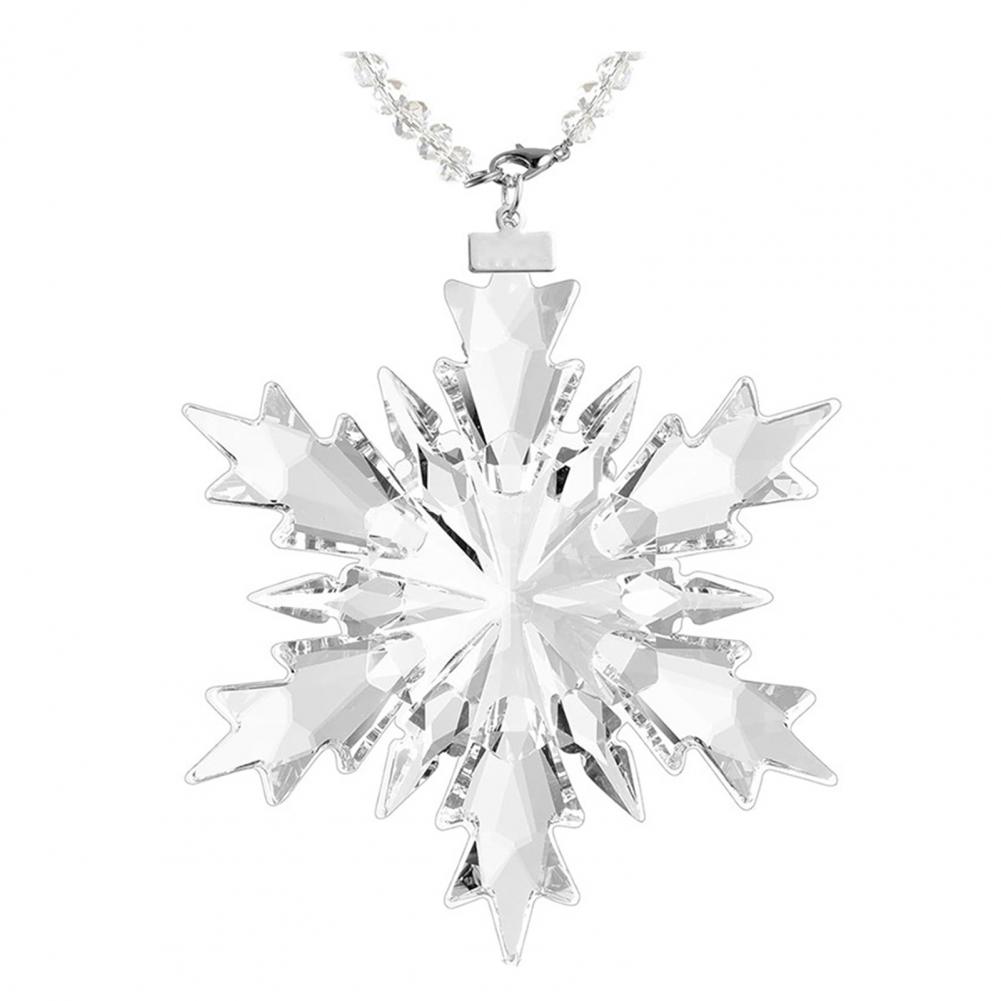 9.8cm Christmas Ornaments Clear Faceted Crystal Snowflake Pendant Acrylic Icicle Drop Transparent Hangings Christmas Tree Decor
