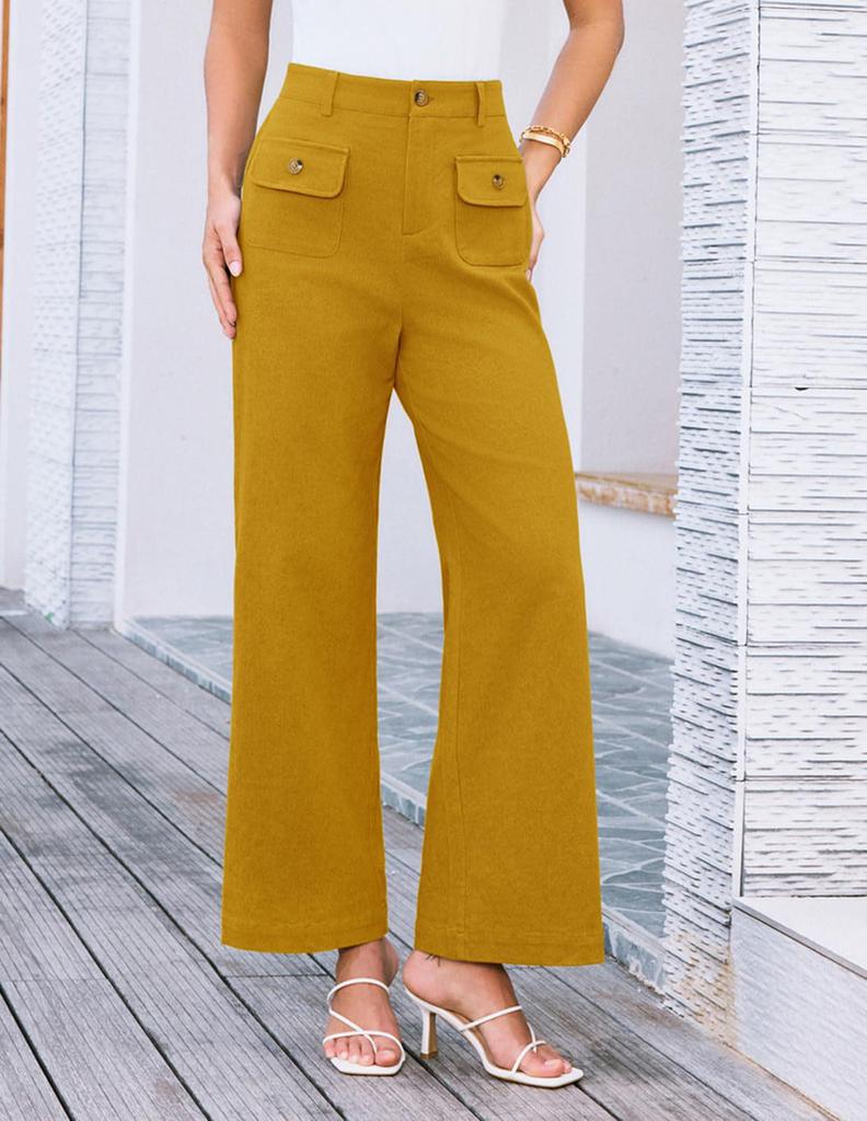 2025 Women's High Waist Wide Leg Stretch Trousers with Pockets - Formal Casual Pants