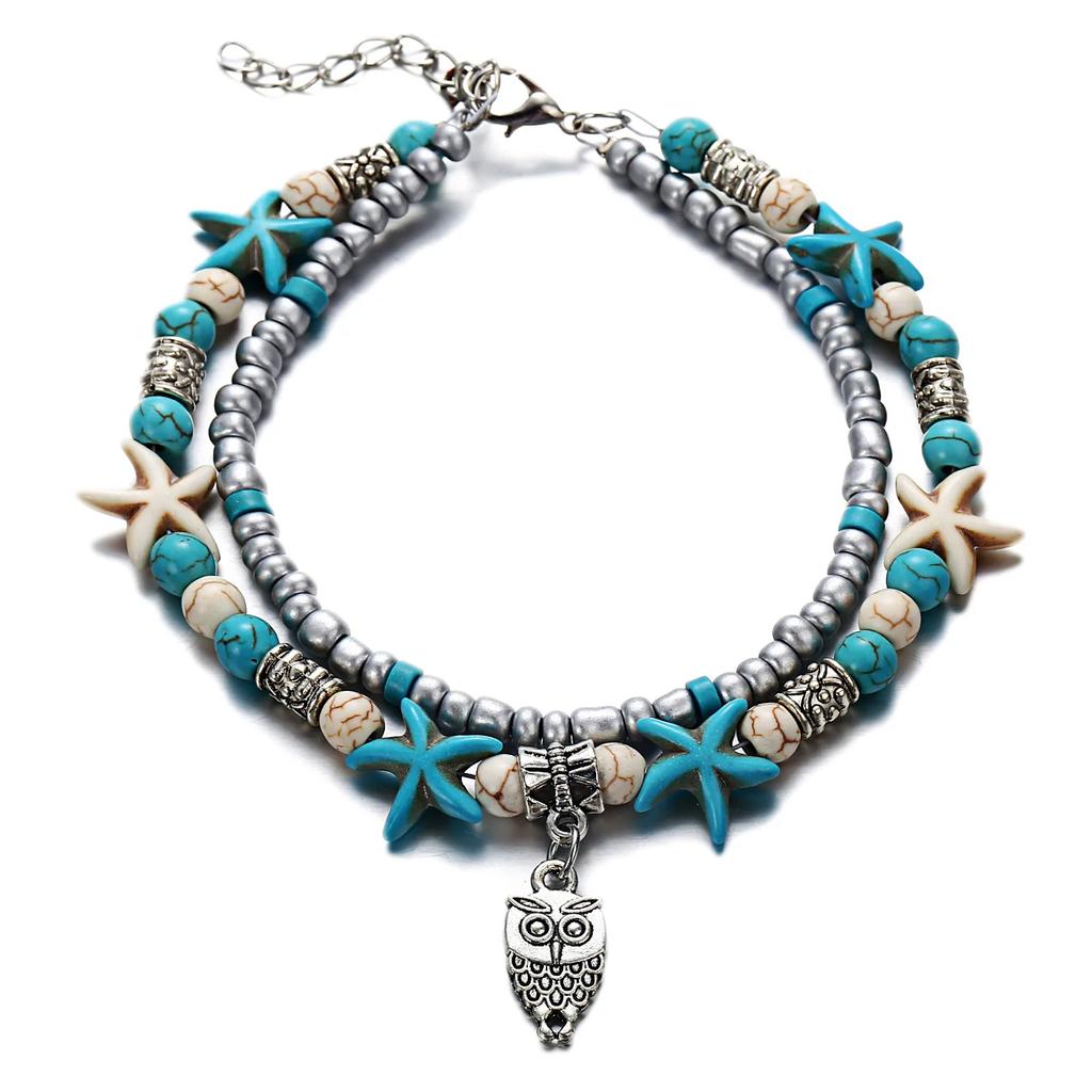 Tree of Life Anklets For Women Turtle Shell Starfish Elephant Ankle Bracelet Multilayer Chain On Leg Foot Boho Summer Jewelry
