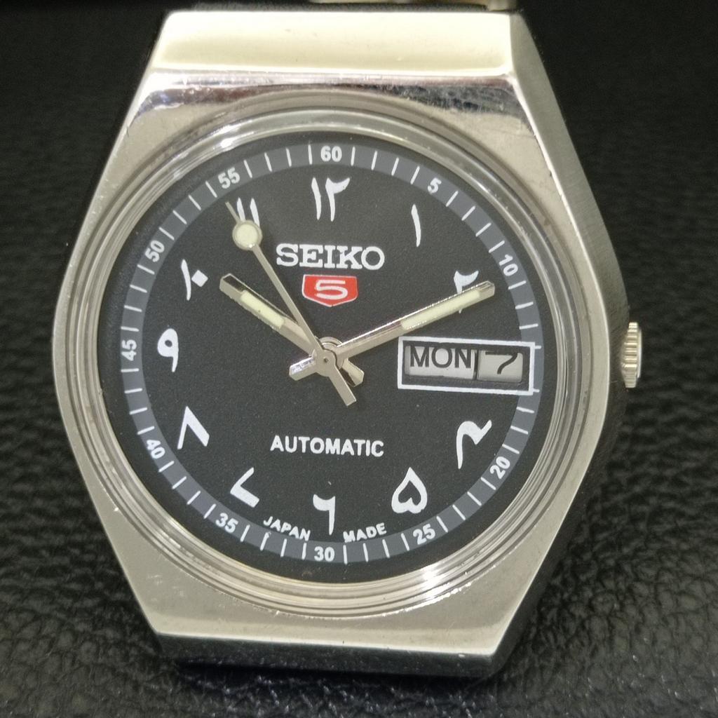 AUTOMATIC 6309A VINTAGE SEIKO 5 JAPAN MENS ARABIC BLACK DIAL WATCH a701437-5 R206b-a701437