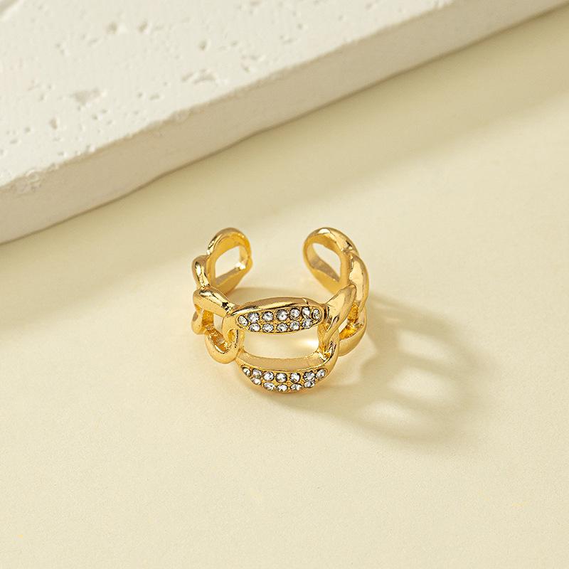 Korean Style Diamond Inlaid Open Index Finger Ring for Women