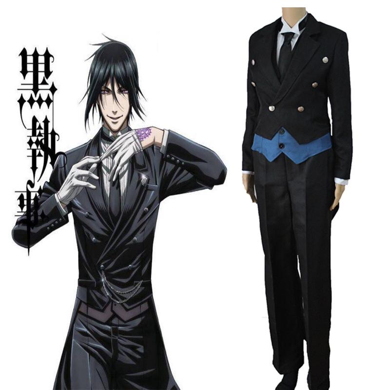 Kuroshitsuji Blackbutler Sebastian Michaelis Uniform Cosplay Costume Suit Outfit
