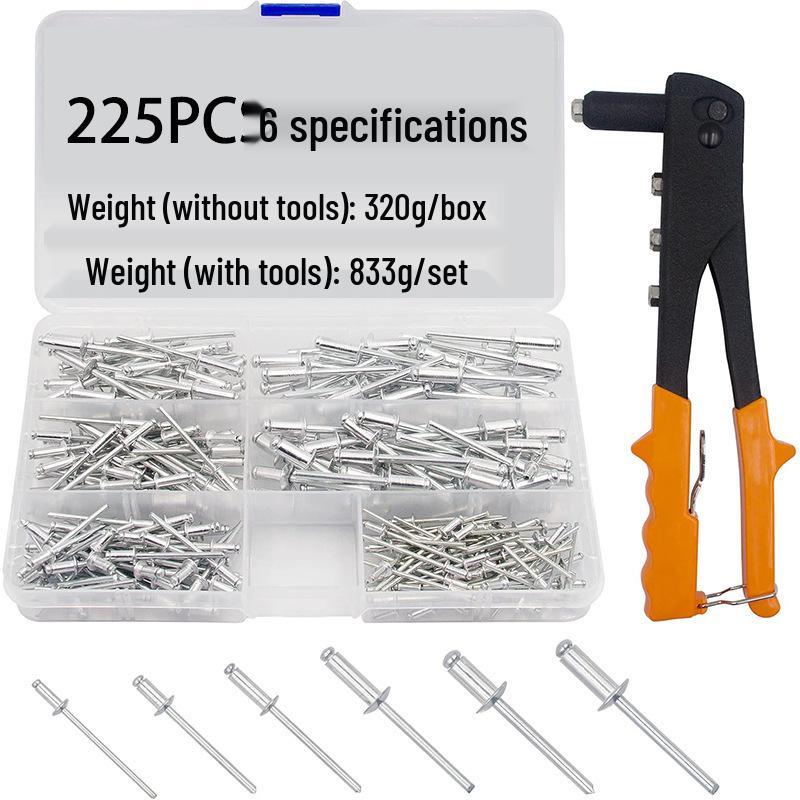 Cross-Border 225-Piece Rivet Set for Professional Rivet Guns 225PCS Silver Pop Rivet Set (No Tools)