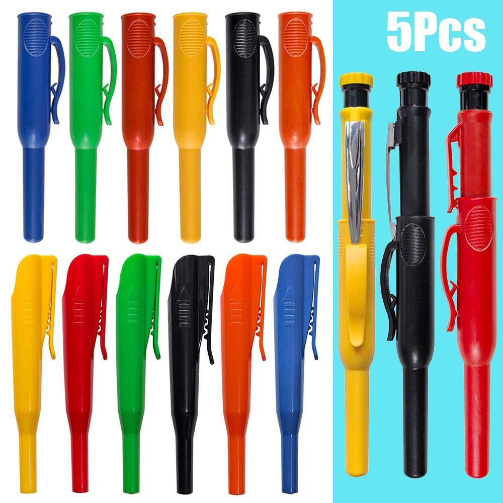 

5Pcs Non-slip Carpenter Pencil Cover Plastics Pencil Holder Carpentry Marking Scribe Tool Style 1 Orange
